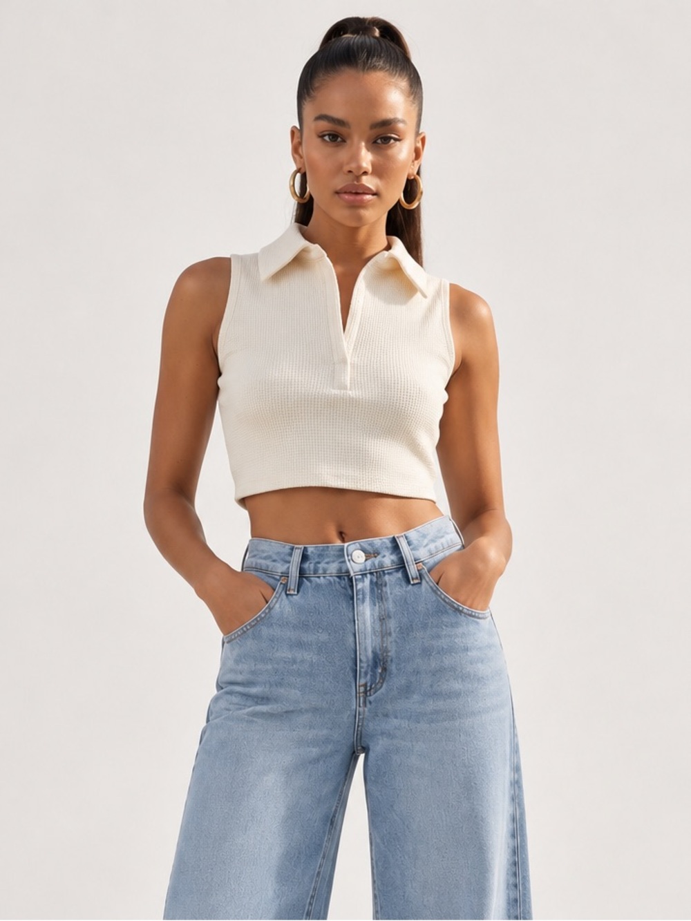 CAMILA COELHO Beja Waffle Knit Top